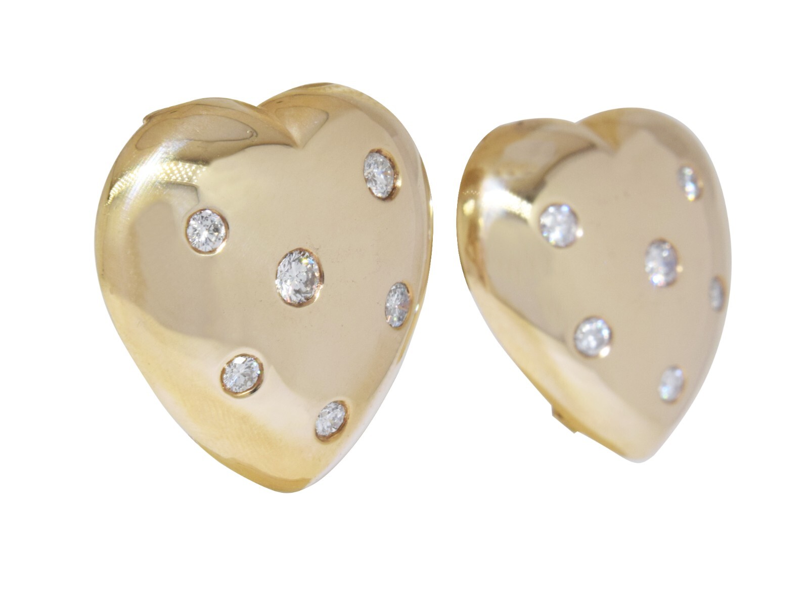 Heart-Shaped 14k Yellow Gold & Diamond Clip-On Earrings