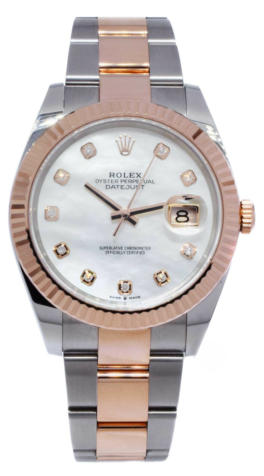 NOS Rolex Datejust  18k Rosegold/ Steel 41 MOP Diamond Dial Watch B/P '21 126331