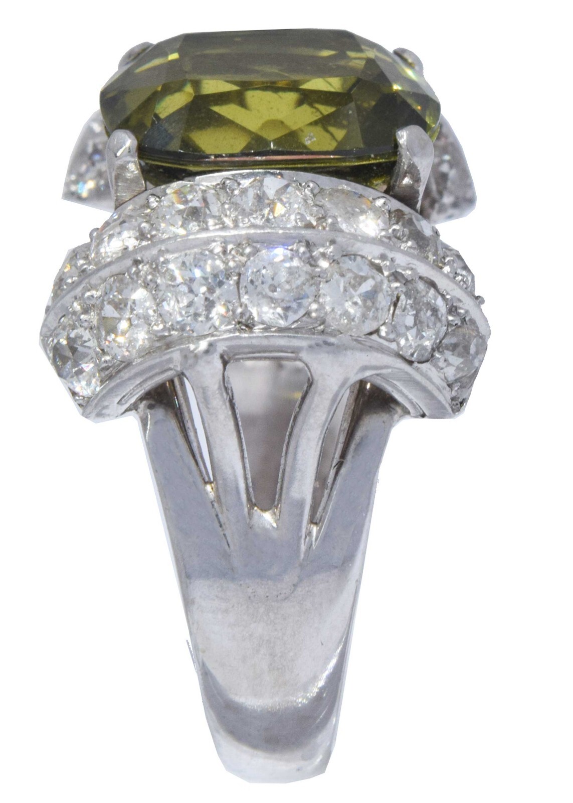 Ladies 14K White Gold Diamond & 5.50 Carat Peridot Ring