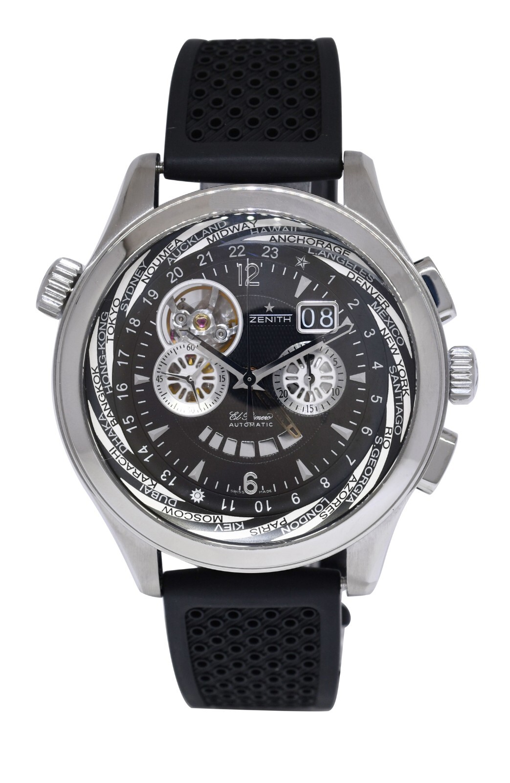Zenith El Primero Grande Class Traveler Steel Open Multicity Watch 03.0520.4037