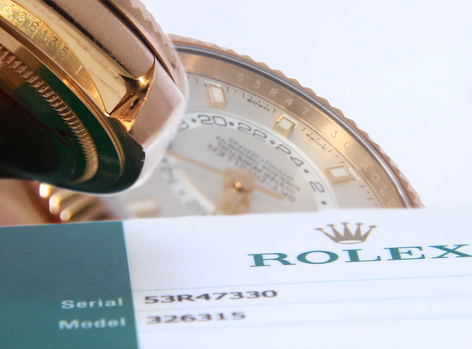 Rolex Sky-Dweller 18k Rose Gold White Dial Mens GMT 42mm Watch +Card '15 326135