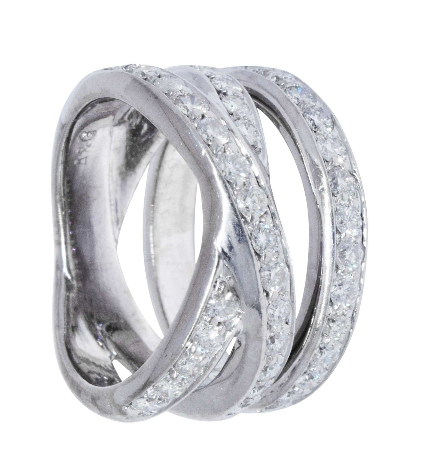 Ladies 18K White Gold Diamond Band 1.20ct  Size 6.25
