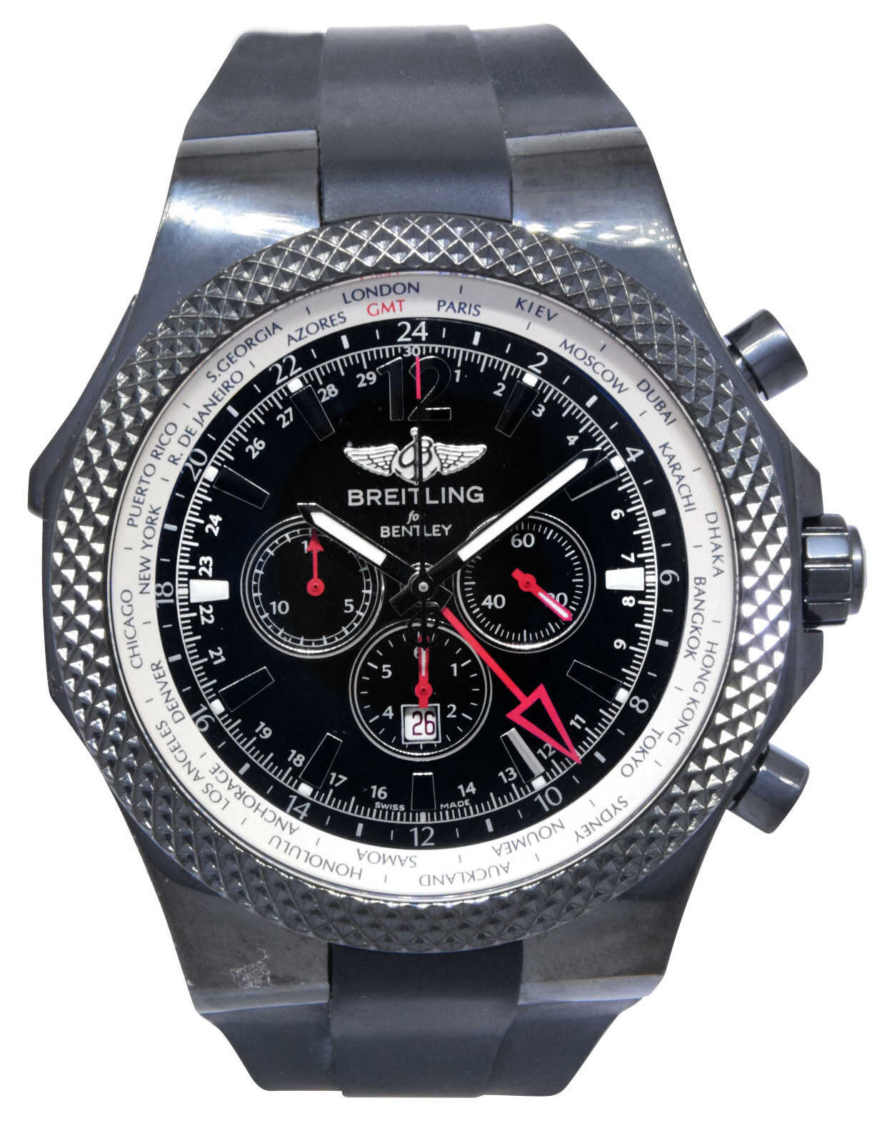 Breitling Bentley GMT Midnight Carbon Black Steel Mens Watch Box/Papers M47362