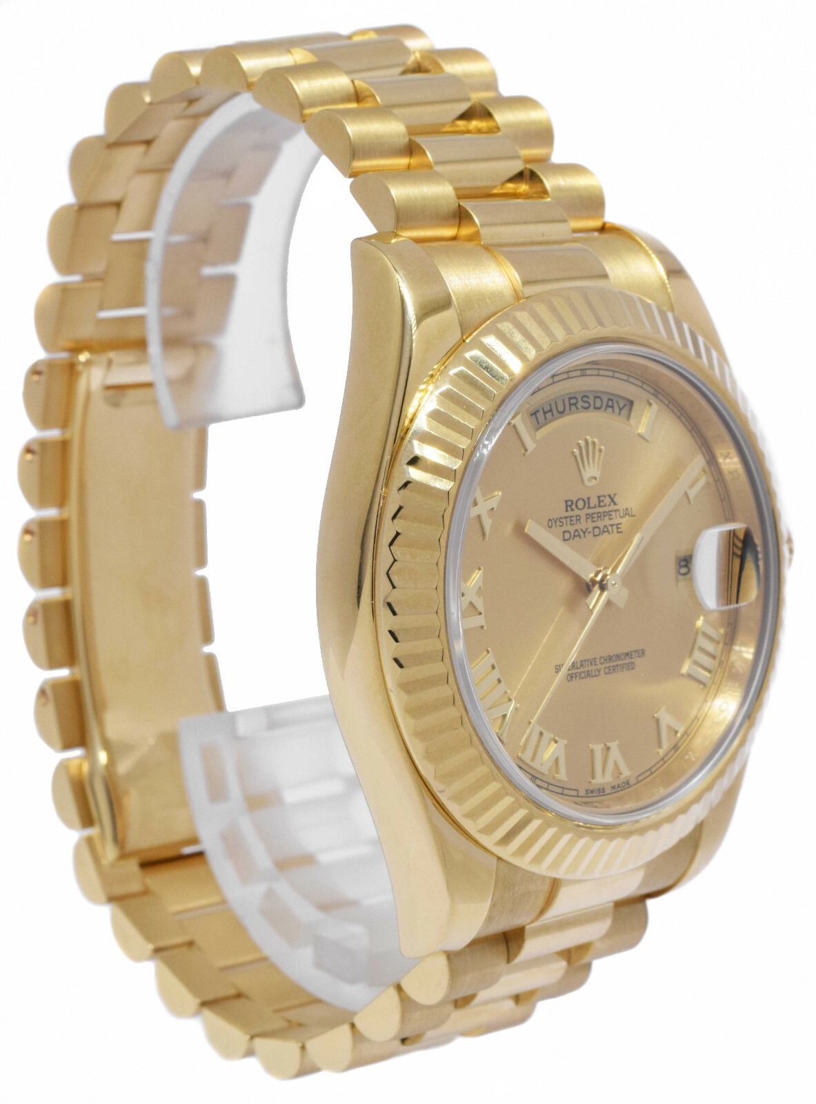Rolex Day-Date II President 18k Yellow Gold Champagne Roman Watch '12+ 218238