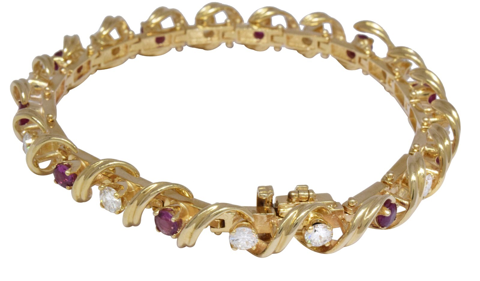 Tennis Bracelet 14k Yellow Gold with 2.20 CT Diamonds & 2.60 CT Rubies 7" Tennis Bracelet 14k Yellow Gold with 2.20 CT Diamonds & 2.60 CT Rubies 7"