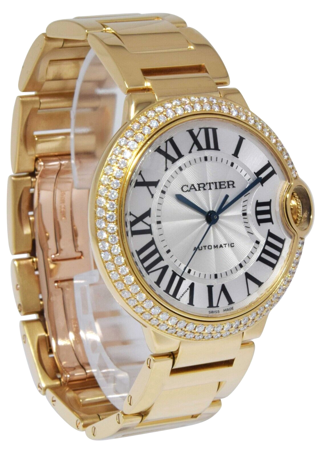 Cartier Ballon Bleu 36mm 18k Yellow Gold Diamond Bezel Watch +Box WE9004Z3 3002