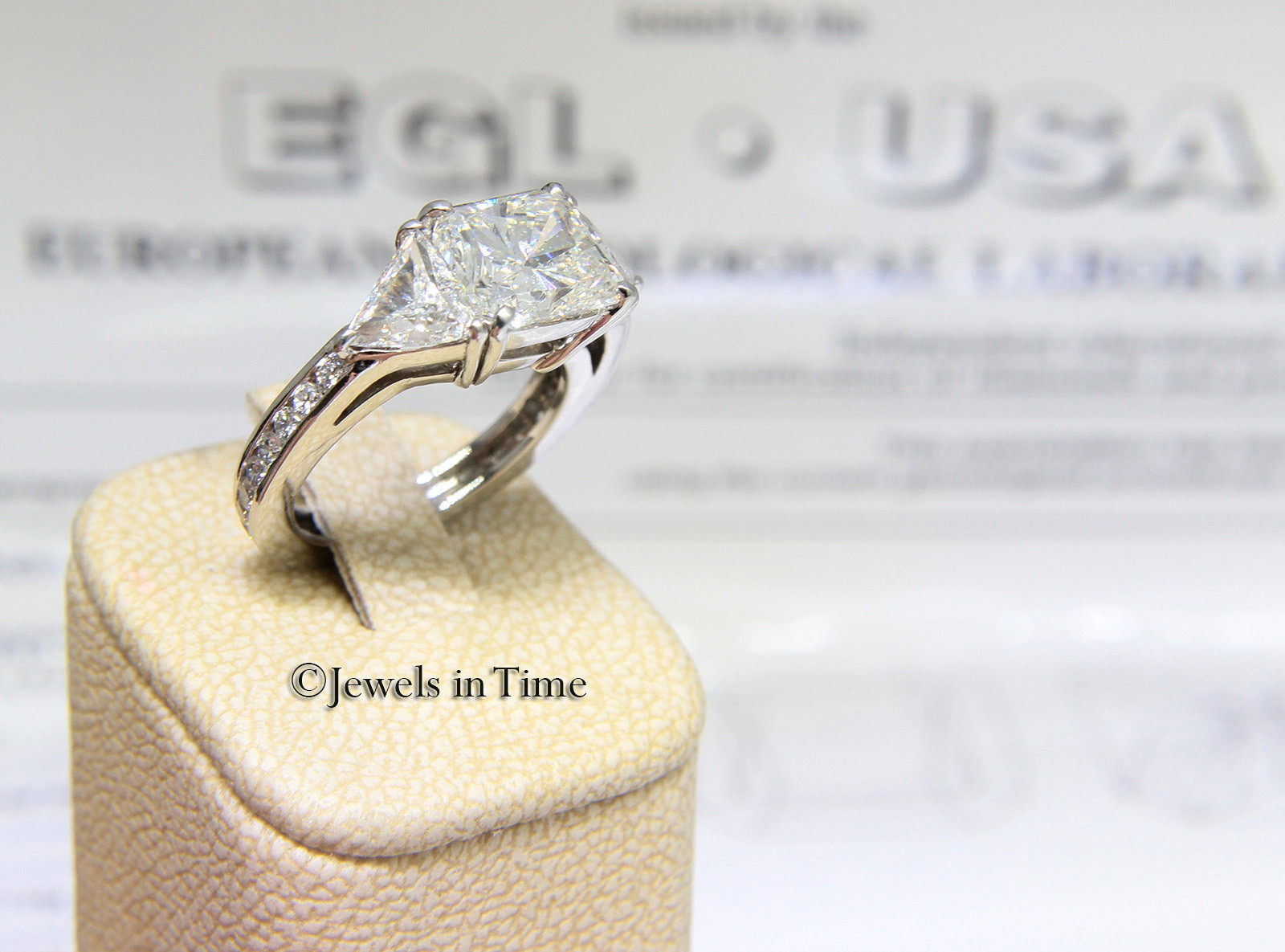 3.67 Carat Diamond Platinum Ladies Ring Size 6.5 + EGL Certificate