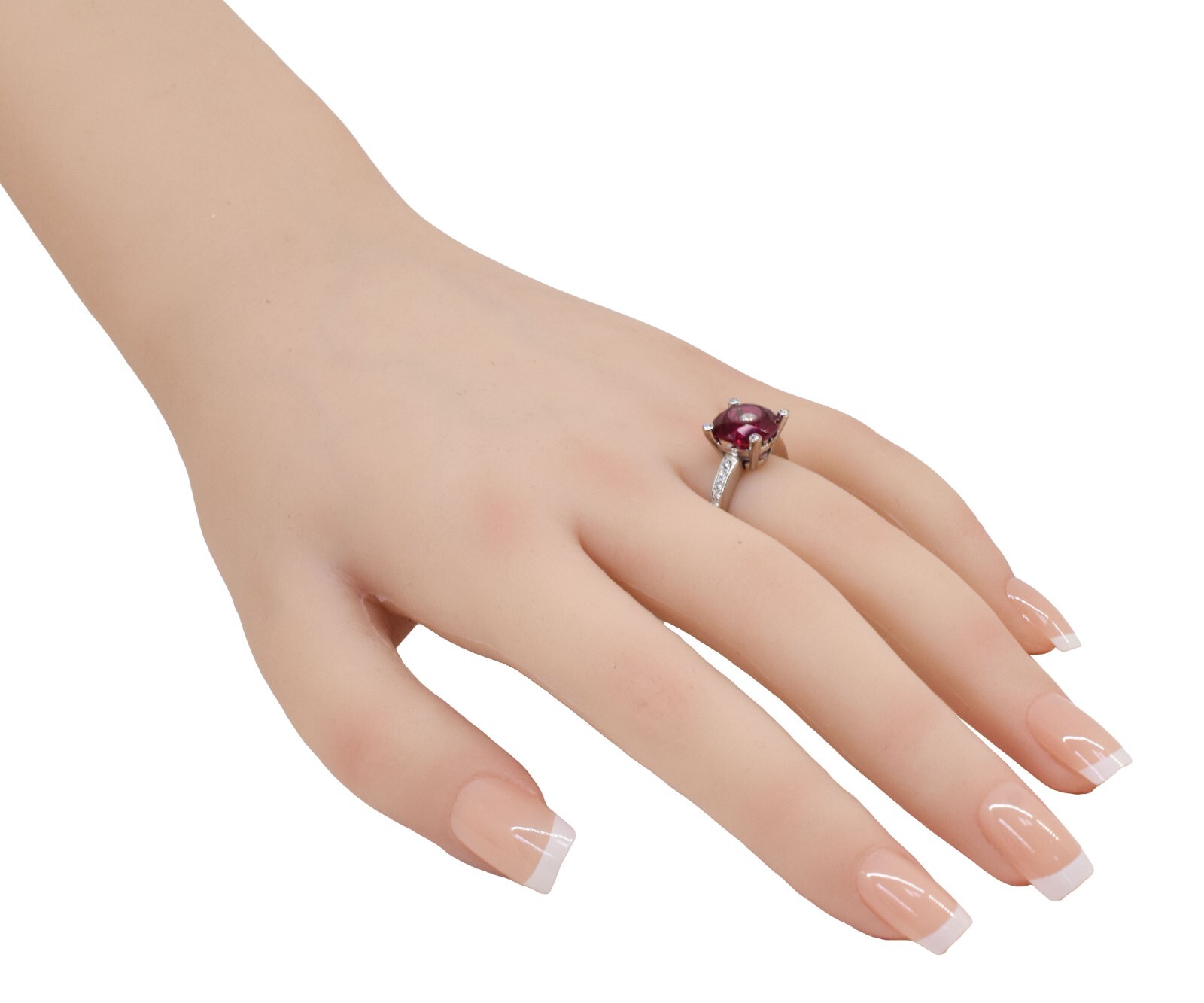 Chopard So Happy Red Stone & Diamond 18k White Gold Ring +Cert 826231-1308