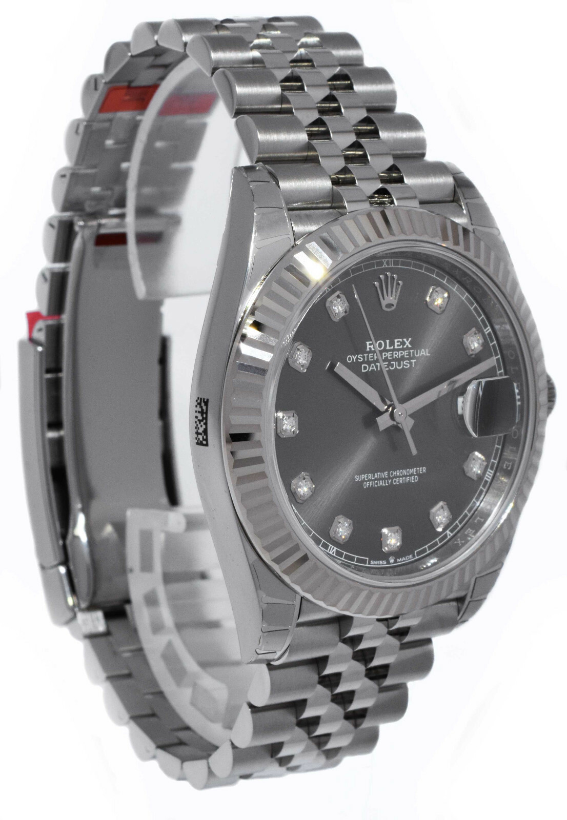 NOS Rolex Datejust 41 Steel 18k WG Rhodium Diamond Dial Watch B/P '21 126334