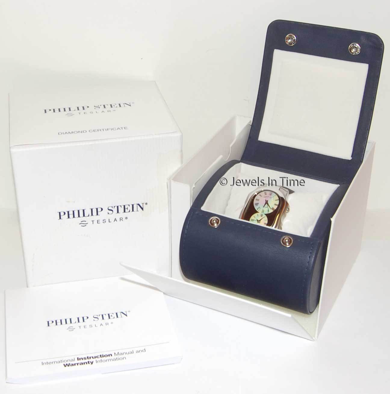 Philip Stein Teslar Stainless Steel Mother Of Pearl Dials Large Watch