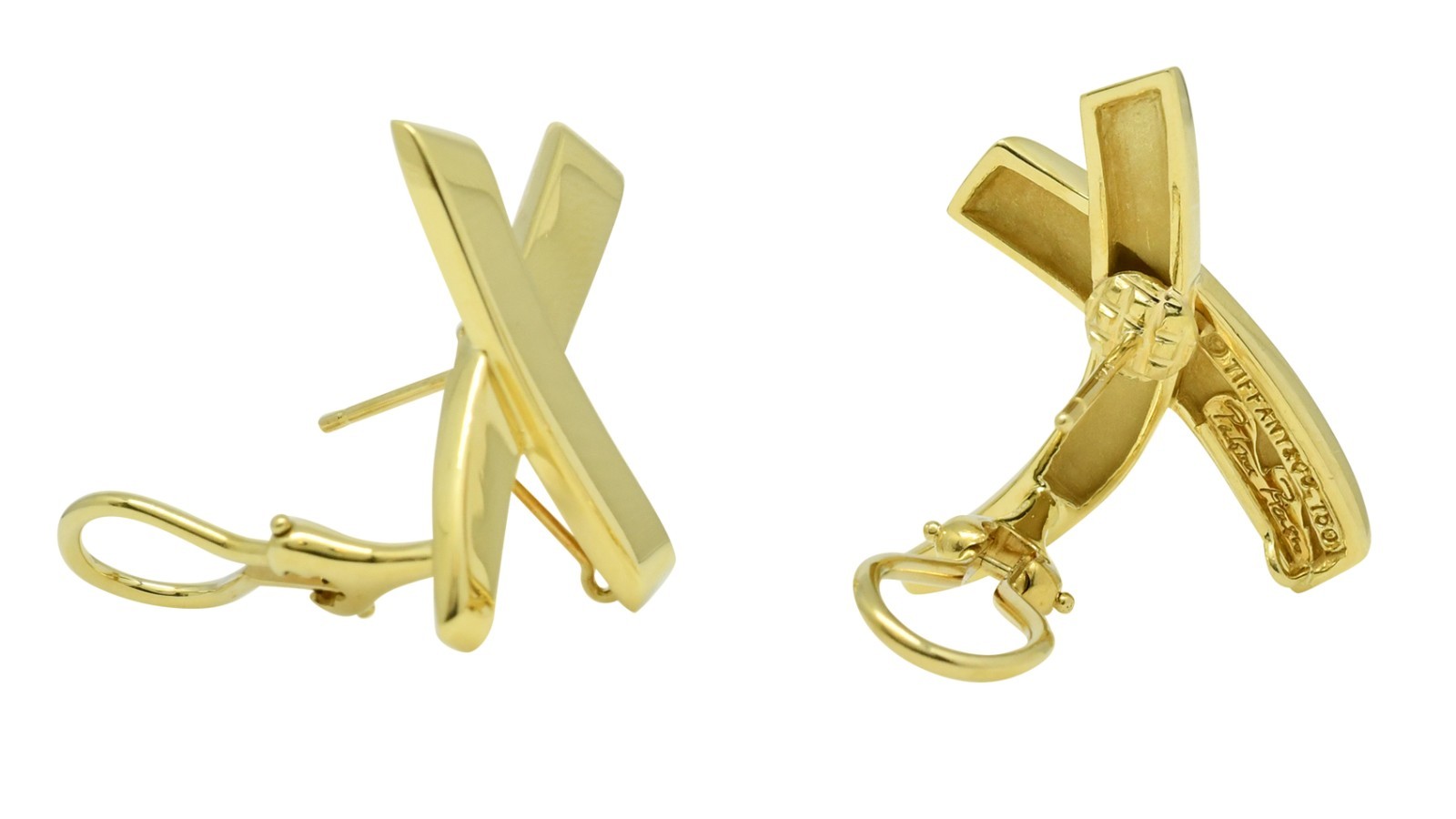 Tiffany & Co Paloma Picasso Graffiti 18k Yellow Gold X Earrings Size Large