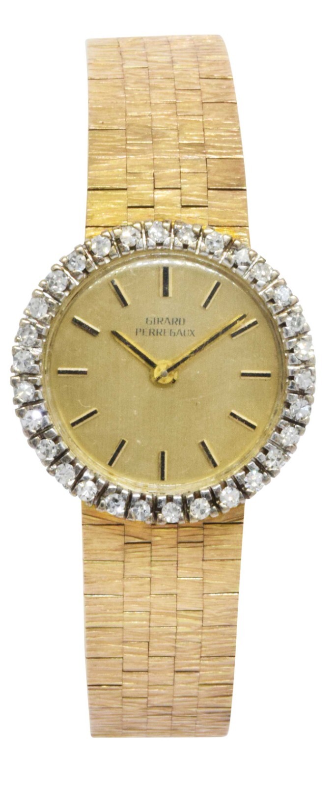 Girard Perragaux Vintage 18k Yellow Gold Diamond Bezel Ladies Manual Watch