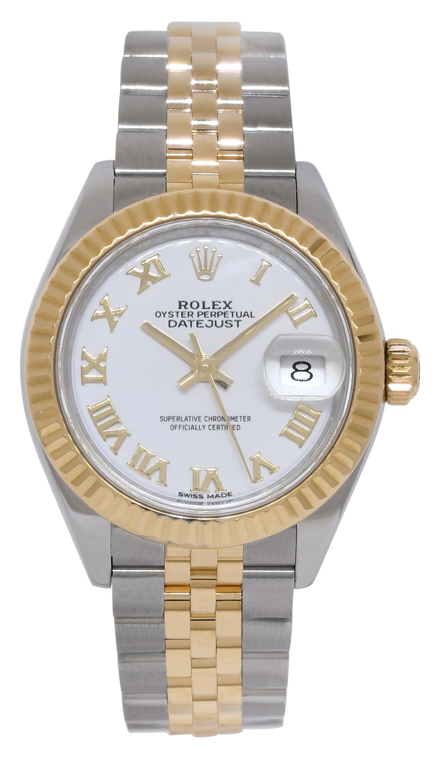 Rolex Datejust 28 18k Yellow Gold/Steel White Dial Ladies Watch '16+ 279173