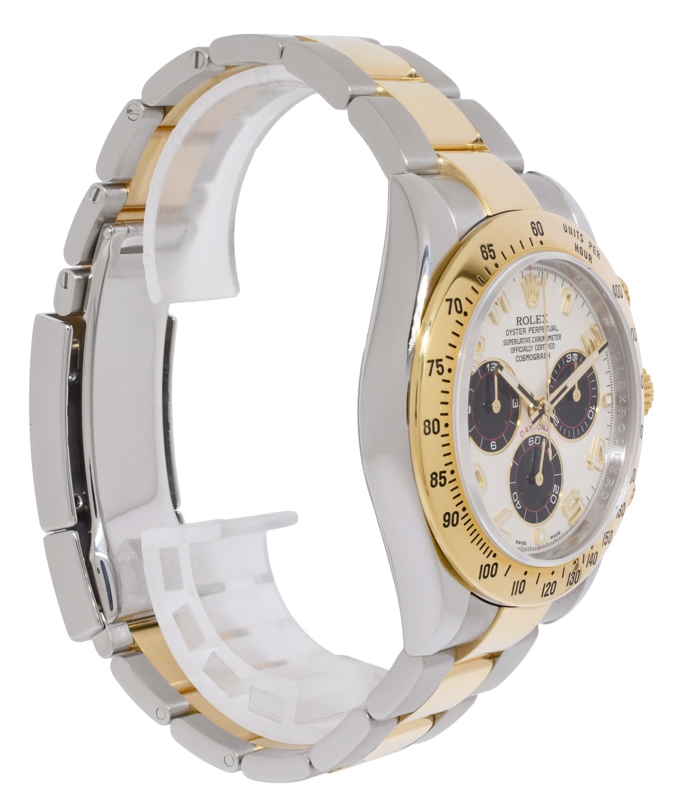 Rolex Daytona Chronograph 18k YG/SS Silver Dial Mens Watch Scrambled 116523