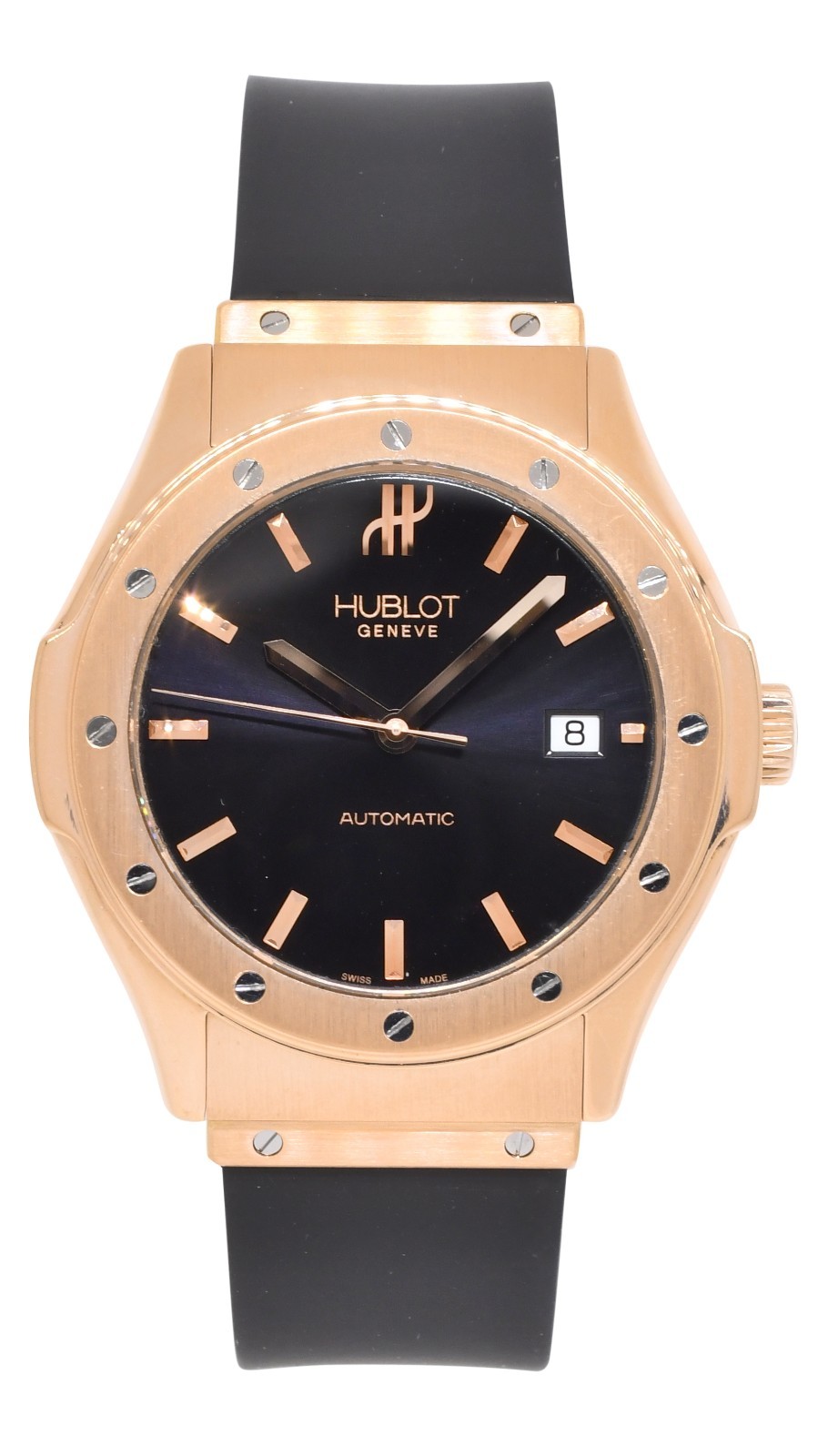 Hublot Classic Fusion 18k Rose Gold Black Dial Mens 42mm Watch +BOX 1915.8