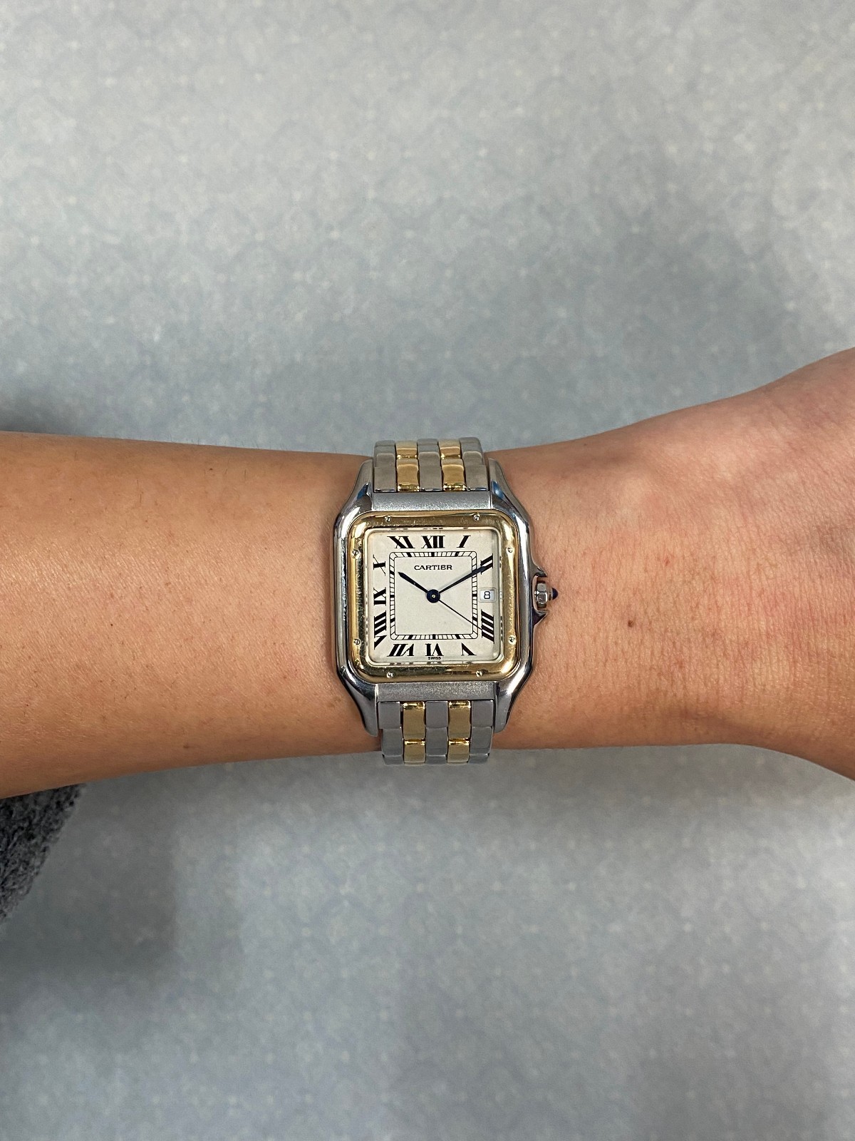 Cartier Panthere Jumbo 2 Row 18k Yellow Gold/Steel 29.5mm Quartz Watch 83957