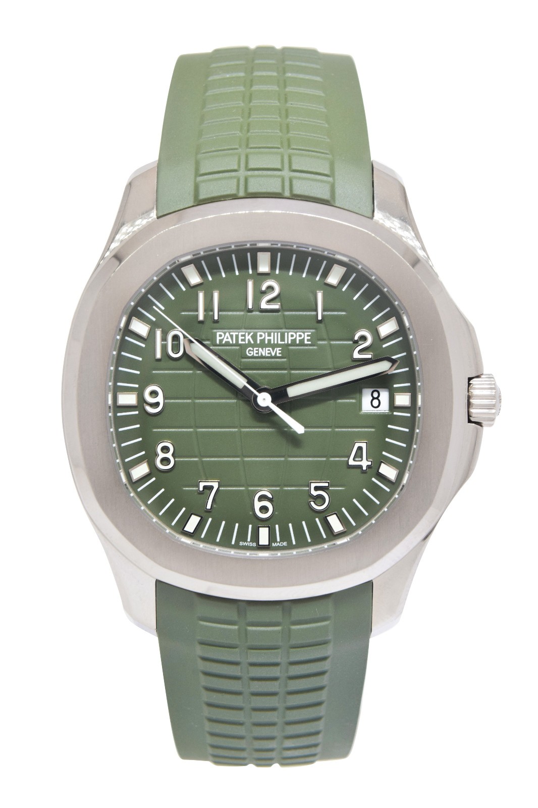 Patek Jumbo Aquanaut 5168 Khaki Green 18k White Gold Watch B/P '22 5168G