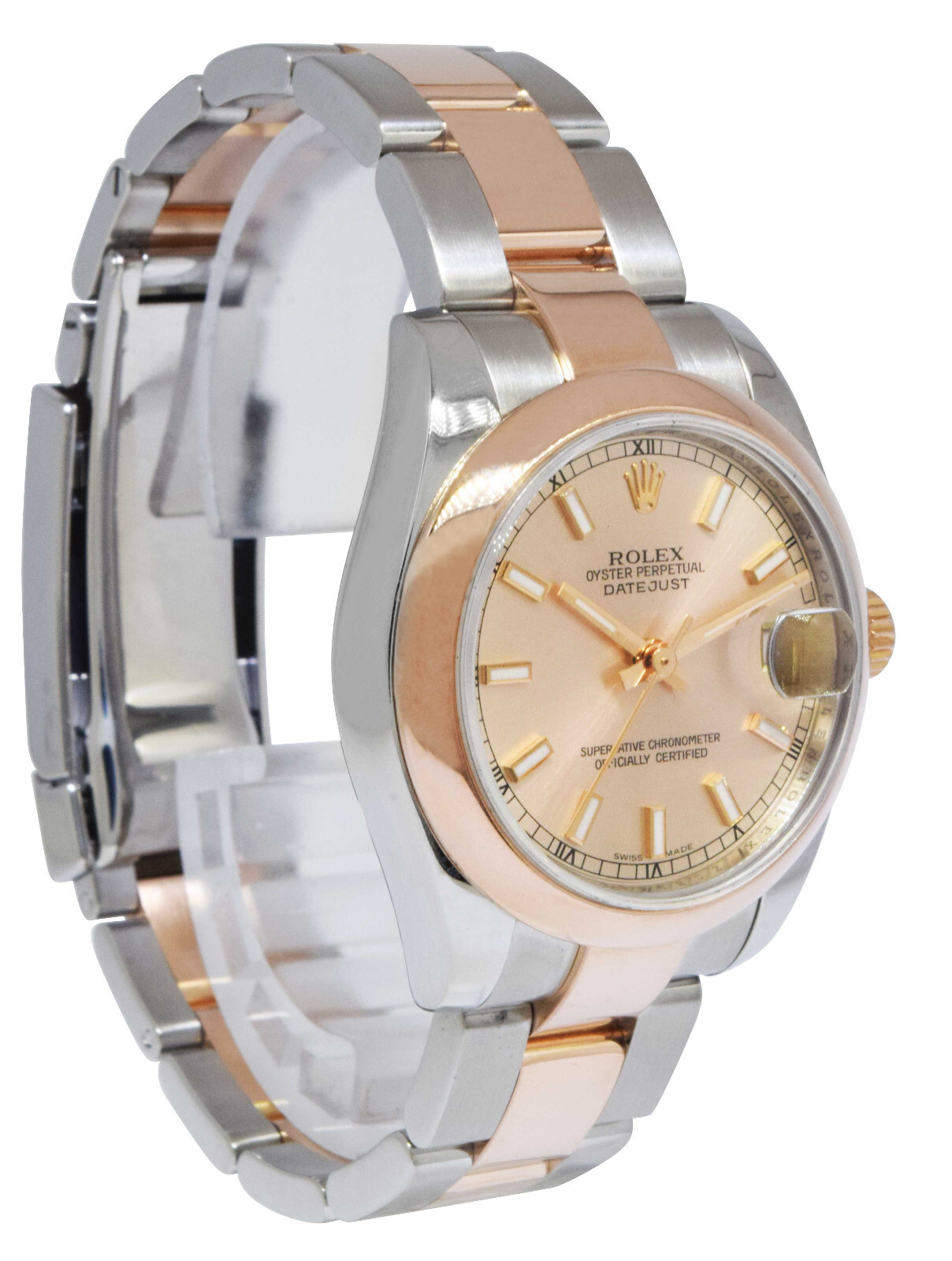 Rolex Datejust 18k Rose Gold/Steel Pink Index Dial Ladies 31mm Watch Z 178241