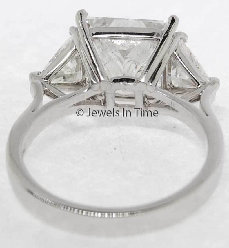 Platinum Ring 5.04 Carat Square  Brilliant Diamond GIA Certificate Size 8