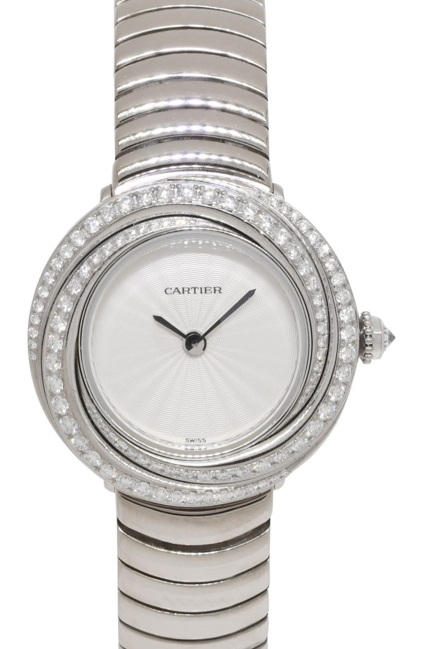 Cartier Trinity 18k WG Diamond Bezel Silver dial Ladies Quartz Watch 2444 Cartier Trinity 18k WG Diamond Bezel Silver dial Ladies Quartz Watch 2444