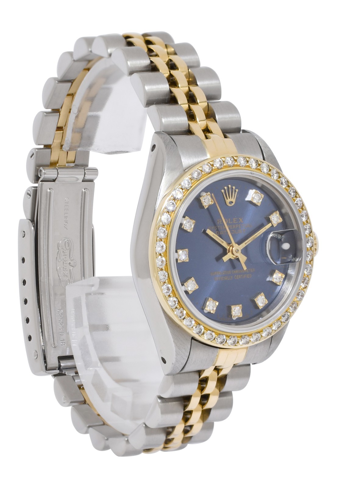 Rolex Datejust 18k Yellow Gold/Steel Blue Diamond Dial/Bezel  26mm Watch L 69173
