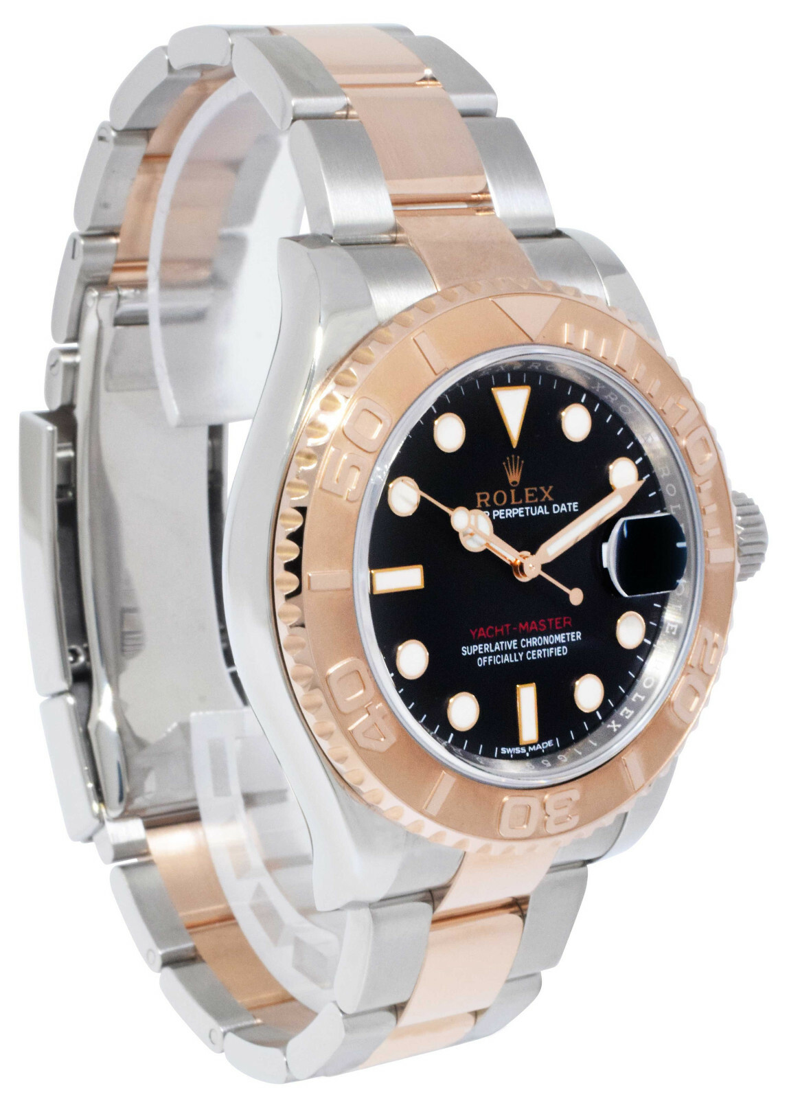 Rolex Yacht-Master 18k Rose Gold/Steel Black Dial Mens 40mm Watch  116621