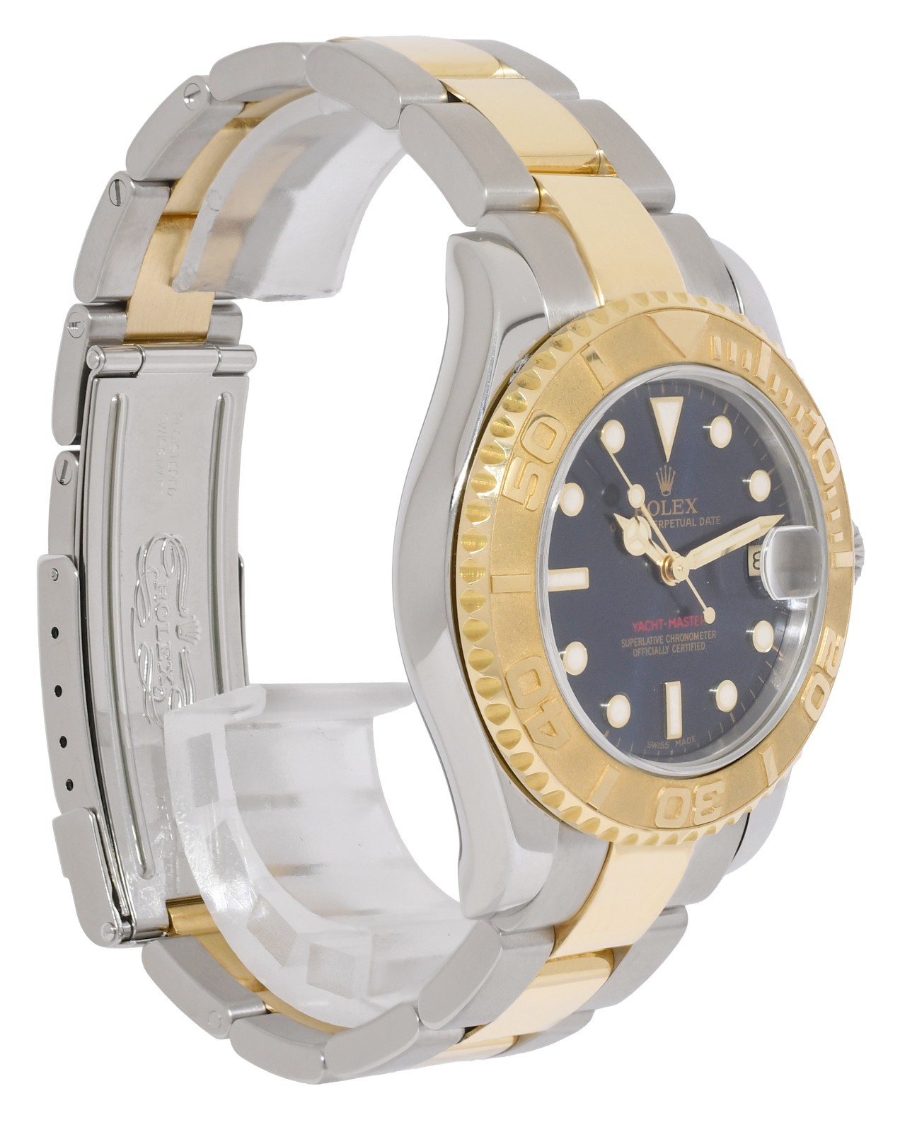 Rolex Yacht-Master 18k Yellow Gold/Steel Blue Dial Ladies 35mm Watch U 68623