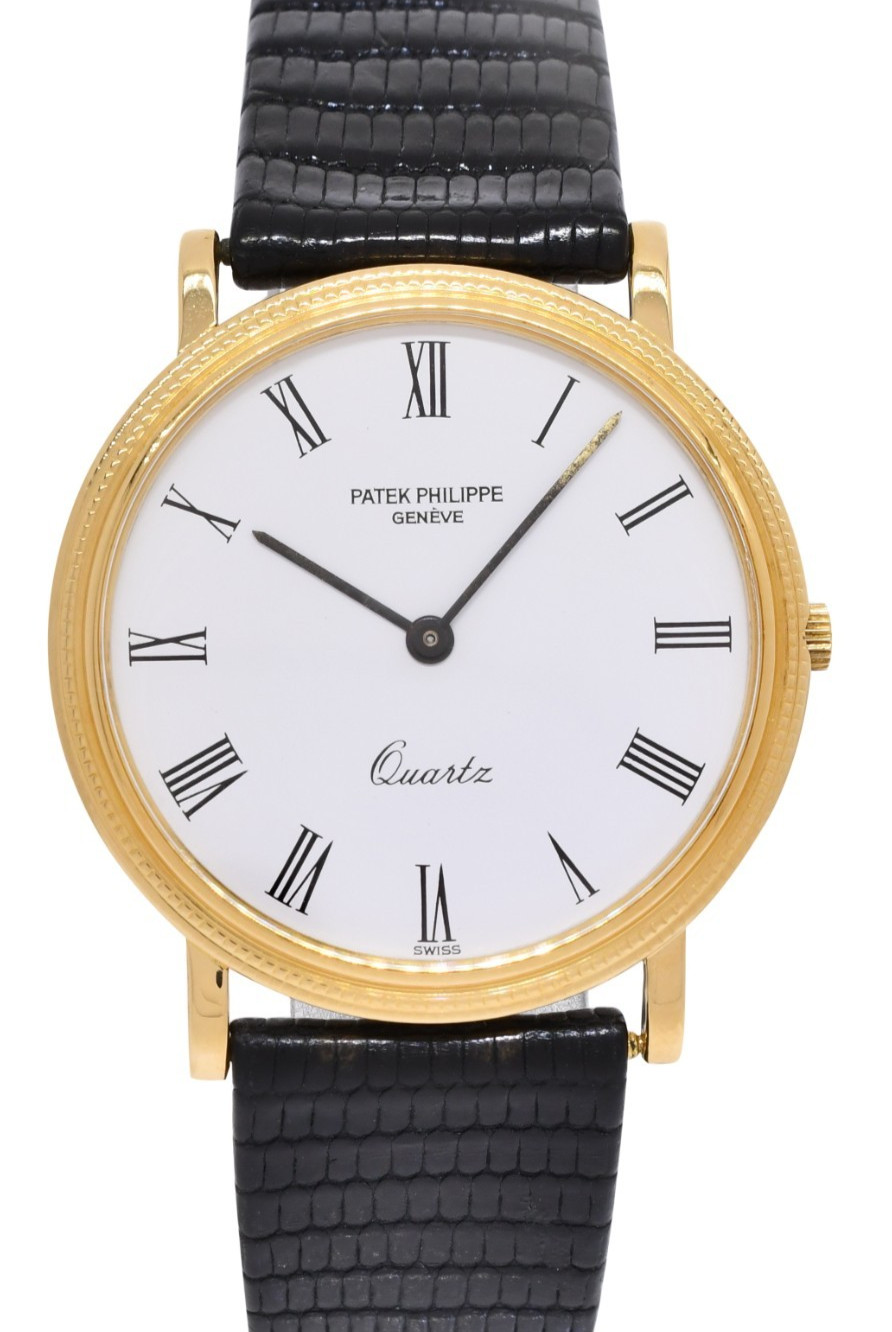Patek Philippe Calatrava 18k Yellow Gold White Dial 33mm Quartz Watch 3744