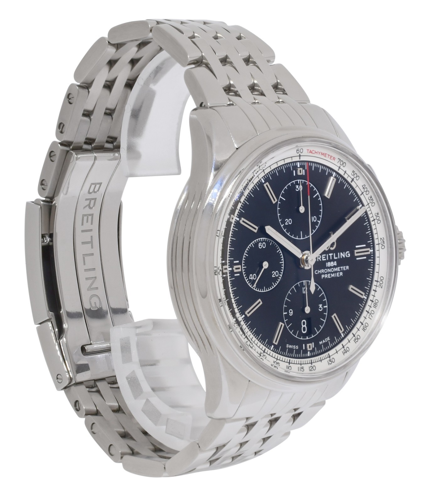 Breitling Premier Chronograph Steel Black Dial Mens 42mm Watch B/P A13315