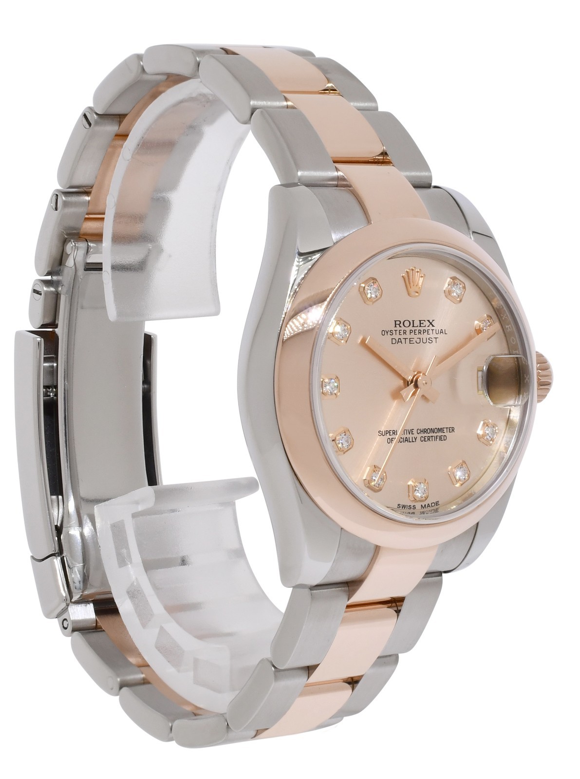 Rolex Datejust 18k Rose Gold/Steel Pink Diamond Dial 31mm Watch +Card '16 178241