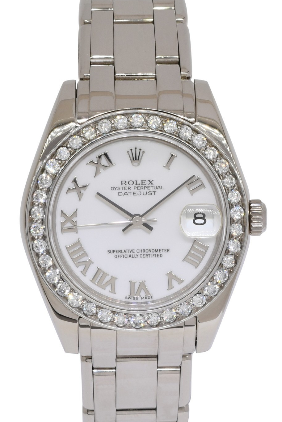 Rolex Datejust Pearlmaster 18k White Gold & Diamond Bezel 34mm Watch P 81209