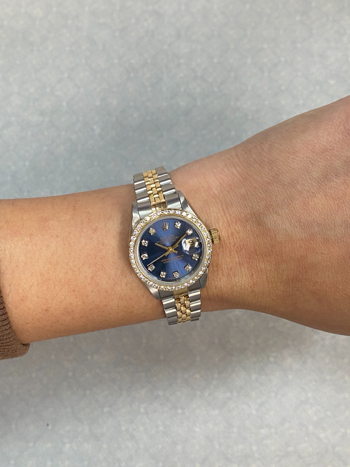 Rolex Datejust 18k Yellow Gold/Steel Blue Diamond Dial/Bezel  26mm Watch L 69173