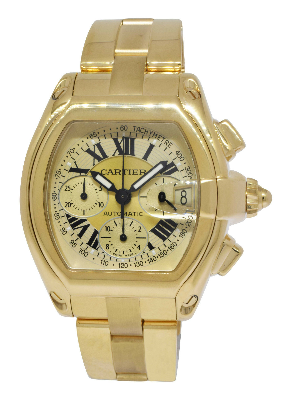 Cartier Roadster XL Chronograph 18k Yellow Gold Champagne Dial Mens Watch 2619 Cartier Roadster XL Chronograph 18k Yellow Gold Champagne Dial Mens Watch 2619