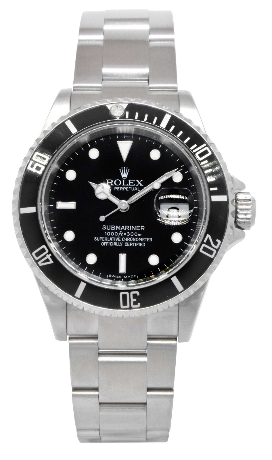 Rolex Submariner Date Steel Black Dial/Bezel Mens 40mm Watch D 16610