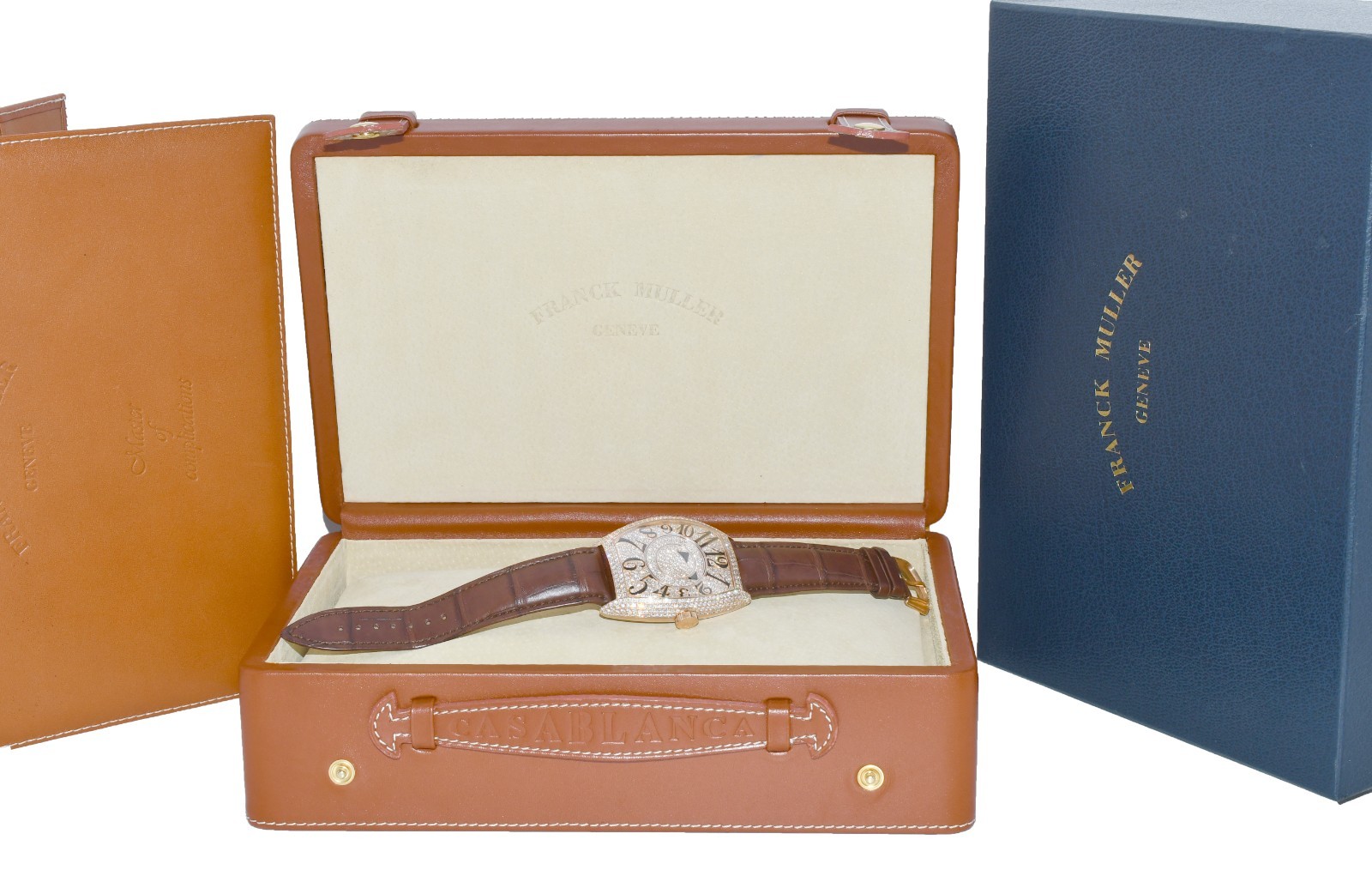 Franck Muller Double Mystery 18k Rose Gold & Pave Diamond Watch +BOX 8880 DMDCD