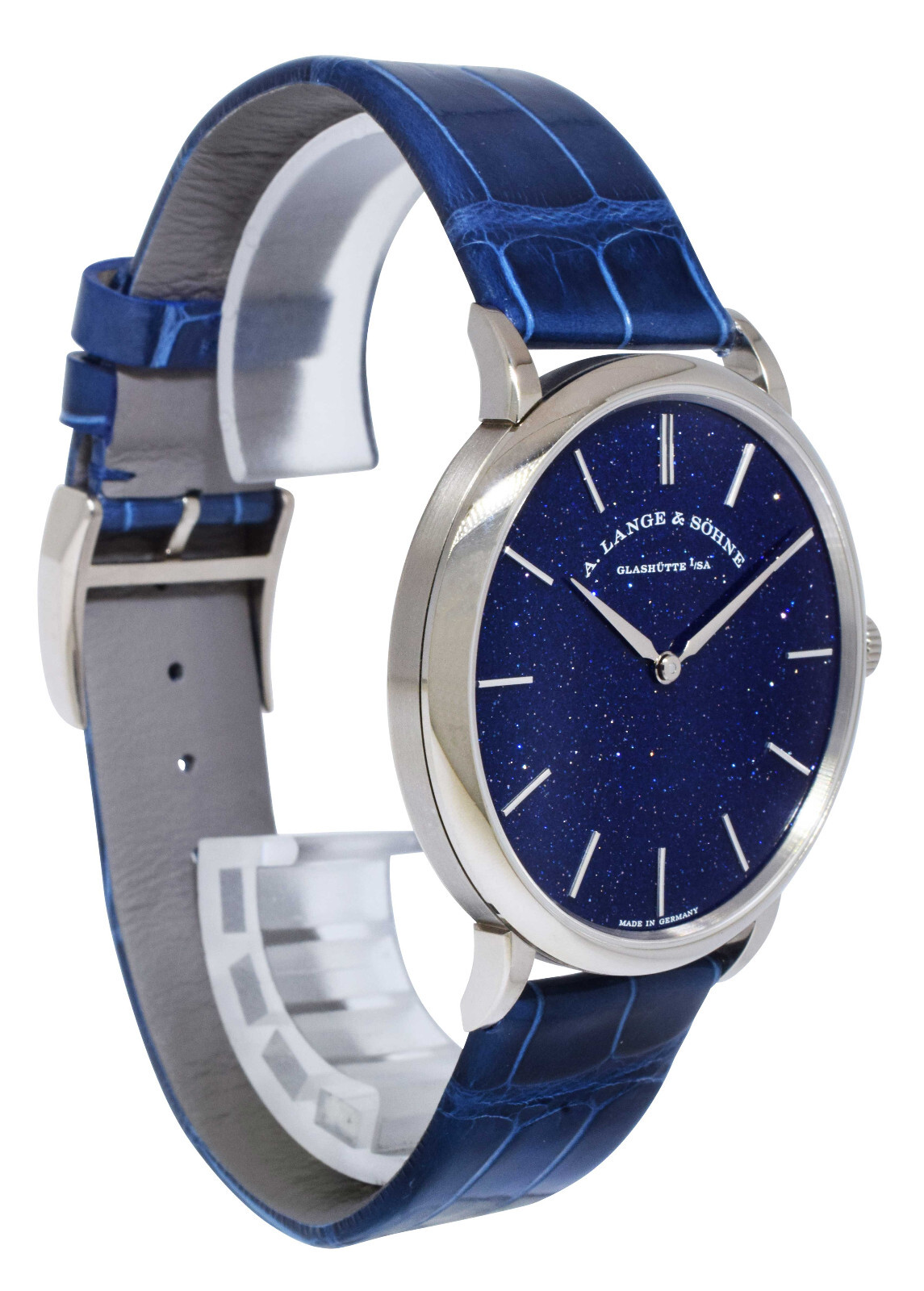 A. Lange & Sohne Saxonia Thin 18k White Gold Copper Blue Manual Watch 205.086