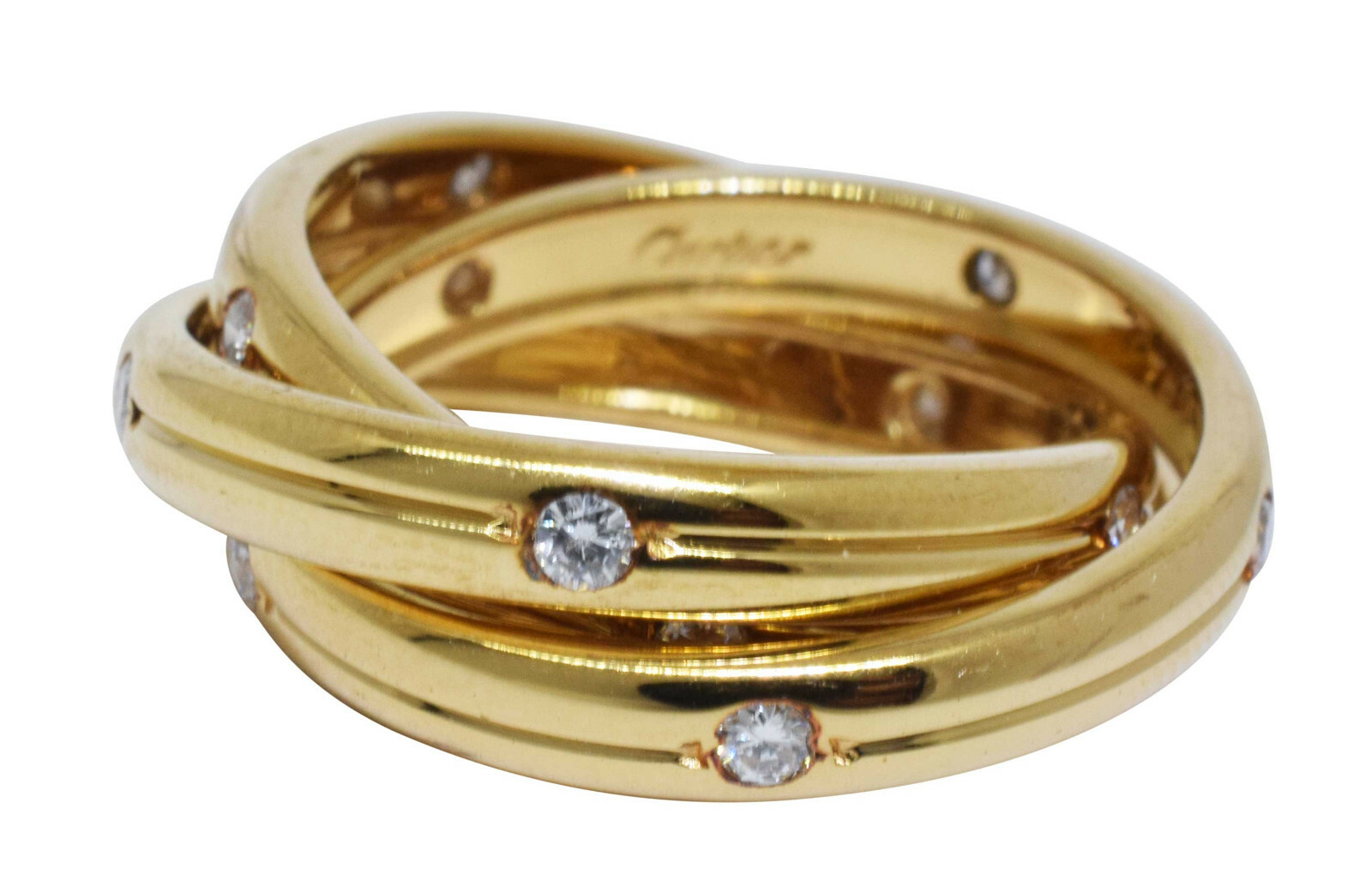 Cartier Constellation Trinity 18k Yellow Gold Diamond Ring Size 47 Box/Papers