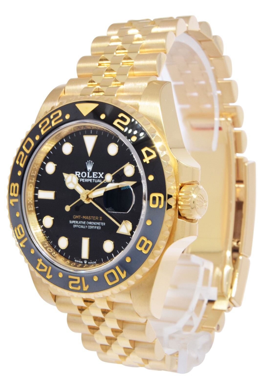 NOS Rolex GMT-Master II 18k YG & Ceramic 40mm Jubilee Watch B/P '25 126718GRNR