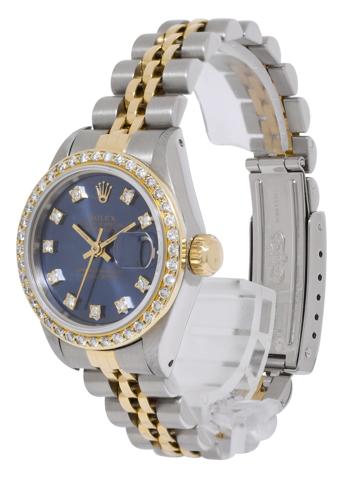 Rolex Datejust 18k Yellow Gold/Steel Blue Diamond Dial/Bezel  26mm Watch L 69173