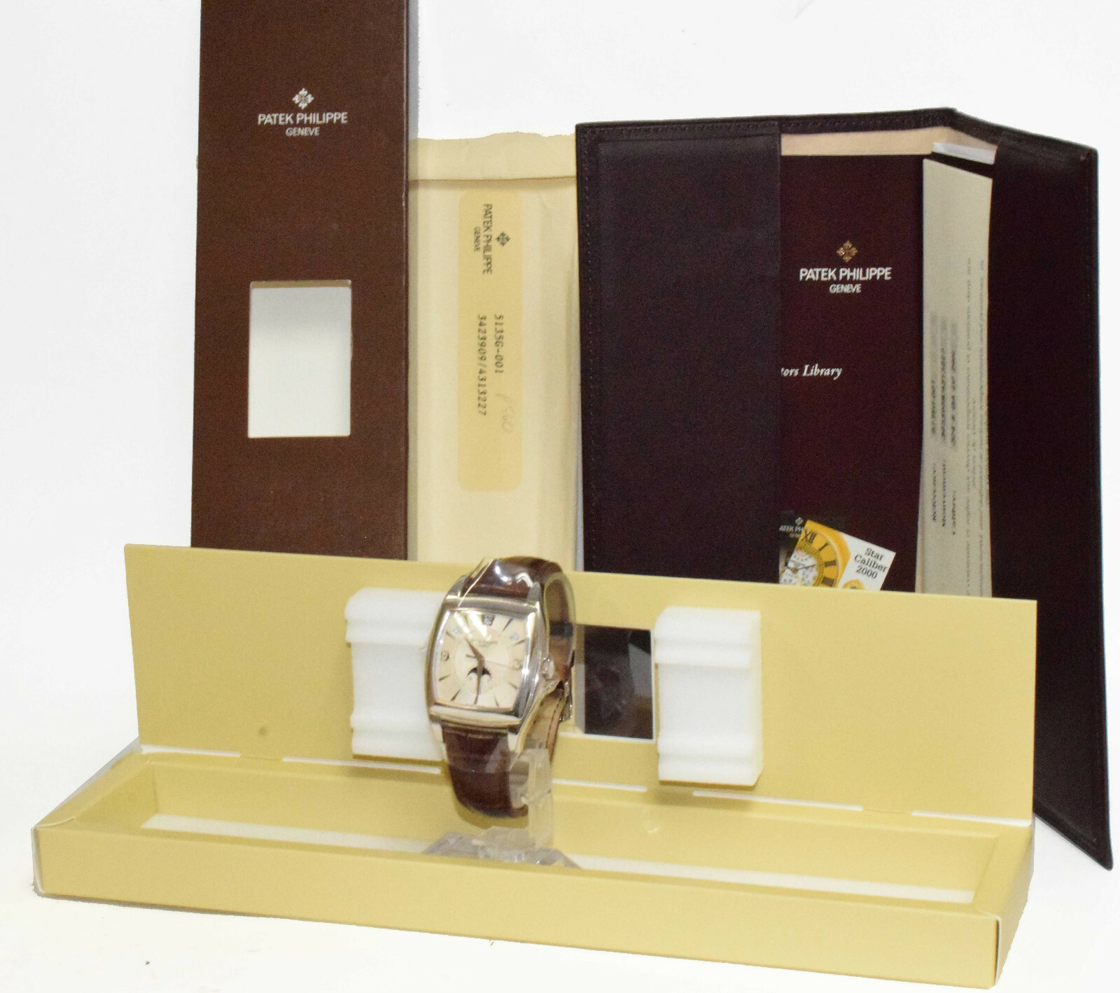 Patek Philippe Mens Gondolo Calendario 18k WG Automatic Watch Papers '06 5135G