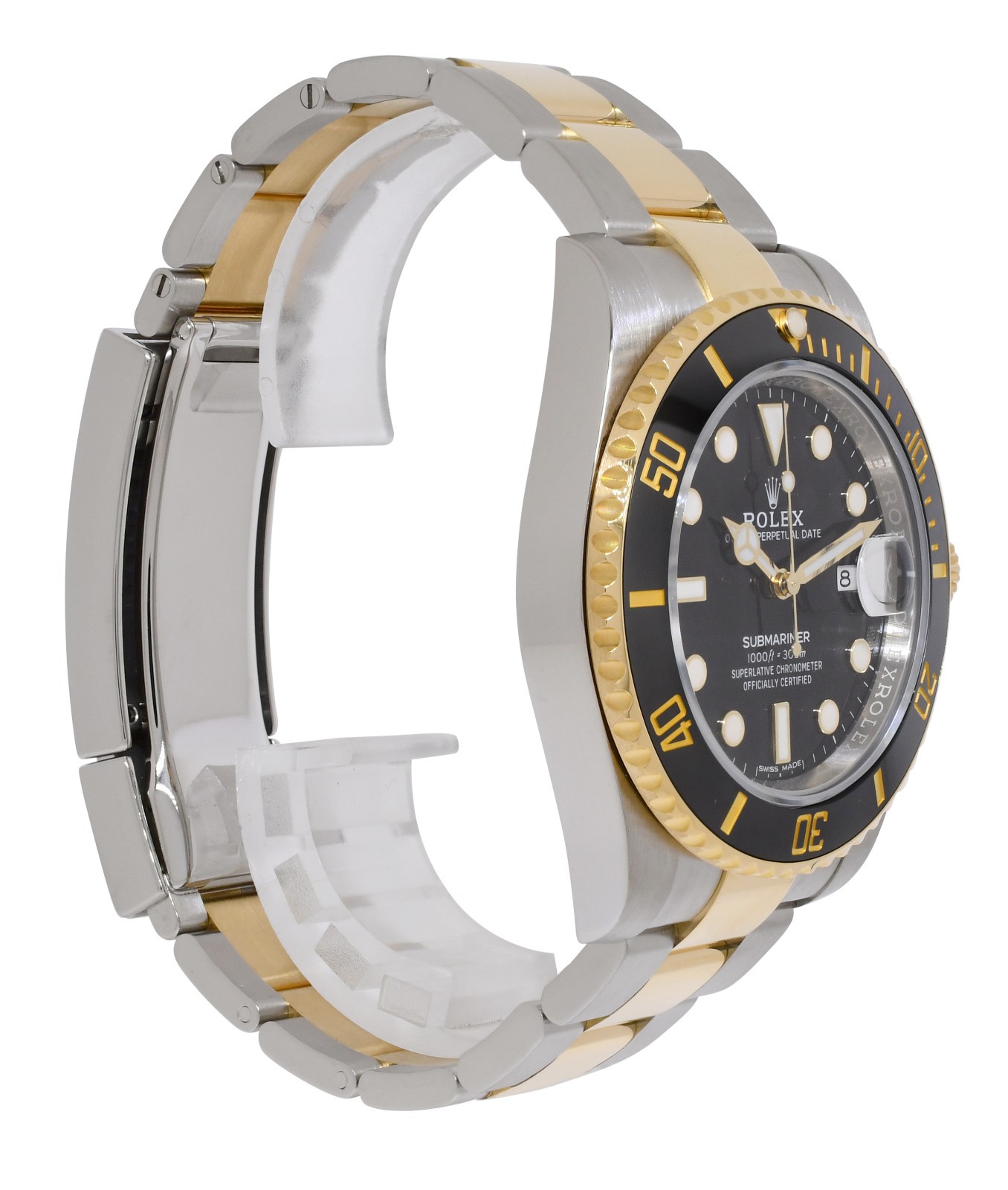 Rolex Submariner Date 18k Yellow Gold/Steel Ceramic Black Mens 40mm Watch 116613