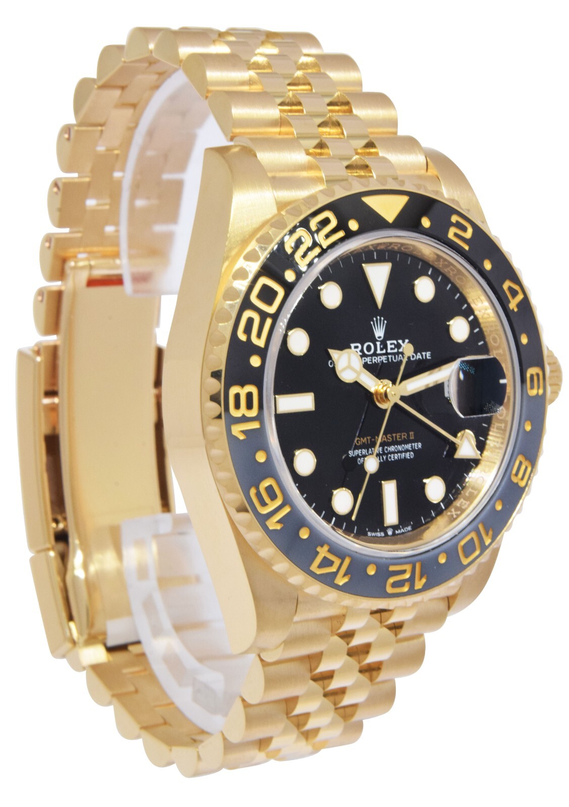 NOS Rolex GMT-Master II 18k YG & Ceramic 40mm Jubilee Watch B/P '25 126718GRNR