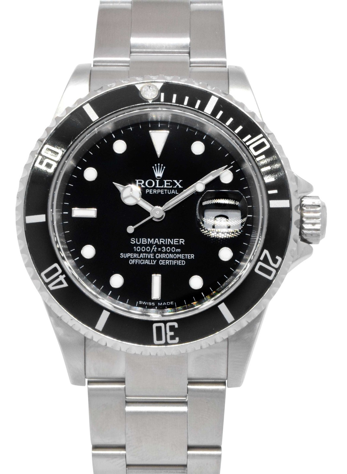 Rolex Submariner Date Steel Black Dial/Bezel Mens 40mm Watch D 16610