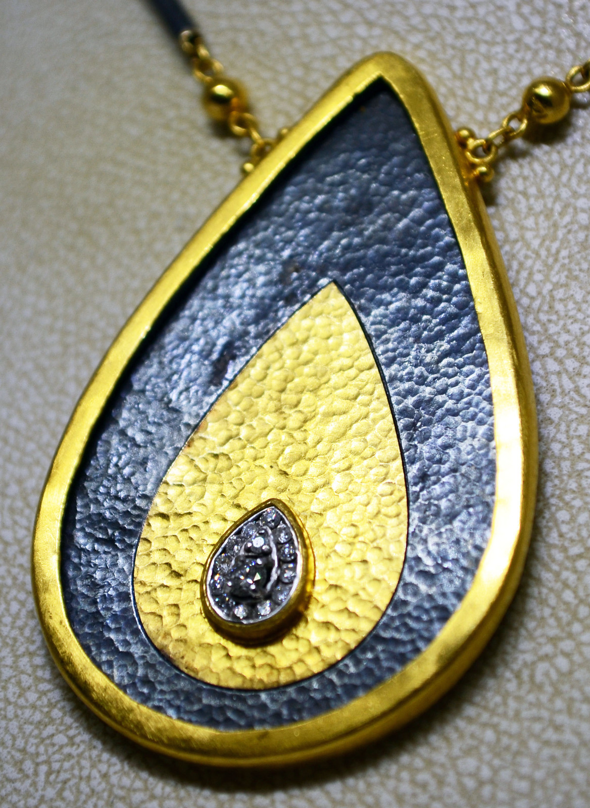 Gurhan 24k Gold Silver & ~1.00 Carat Diamond Ladies Necklace 17"