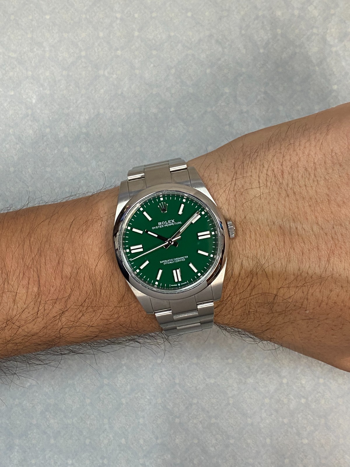 Rolex Oyster Perpetual 41 Steel Green Dial Mens Watch +Papers '22 124300