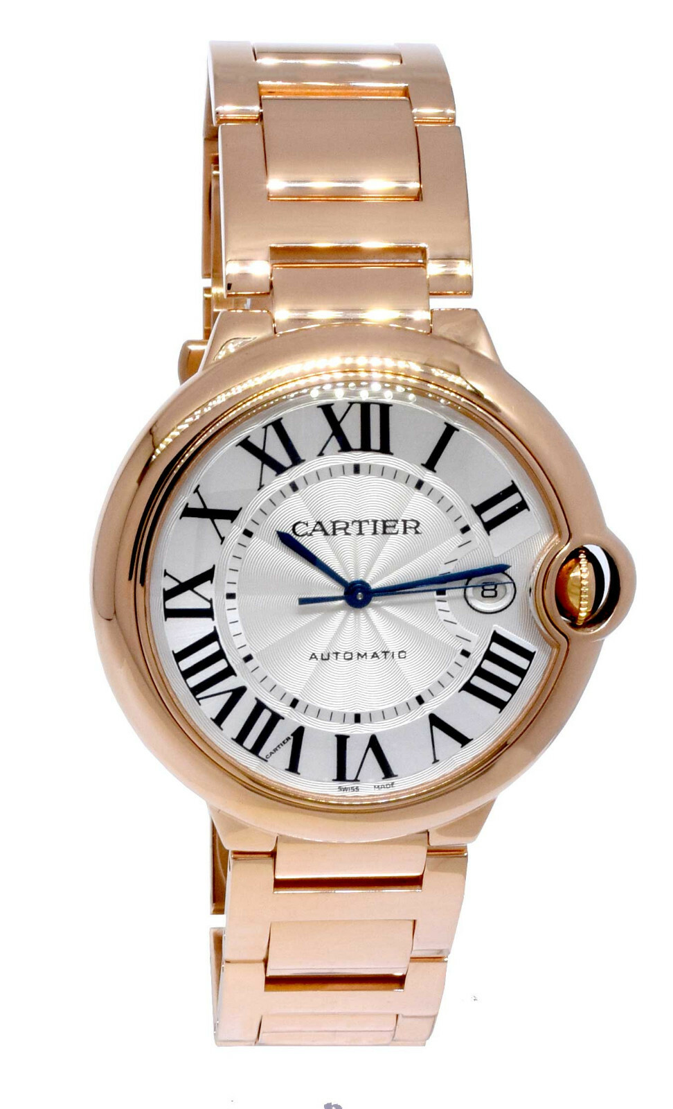 Cartier Ballon Bleu 42mm 18k Rose Gold Mens Auto Watch Box/Papers WGBB0016 2999