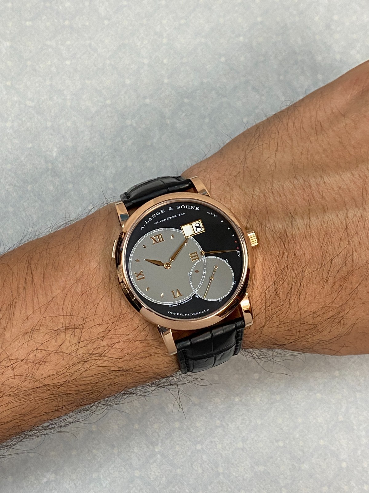 A. Lange & Sohne Grand Lange 1 18k Rose Gold 42mm Manual Watch B/B 115.031