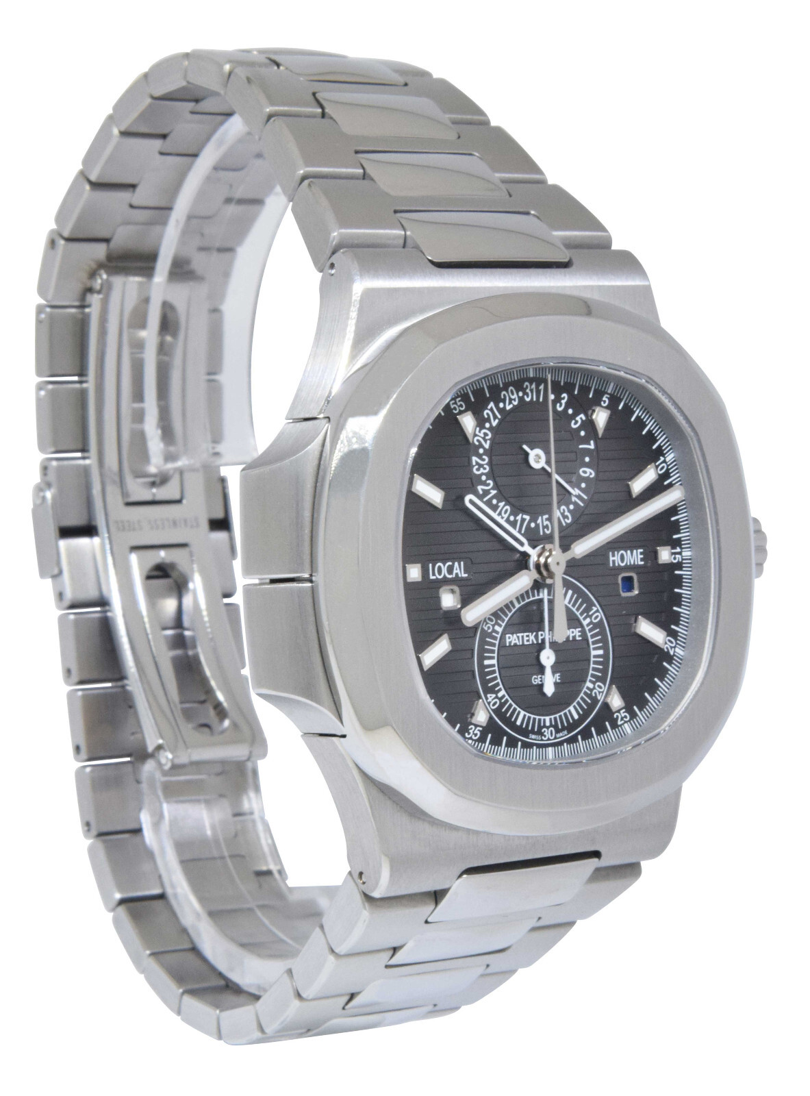Patek Philippe Nautilus 5990 Chrono/GMT Steel Black Dial Watch B/P '19 5990/1A