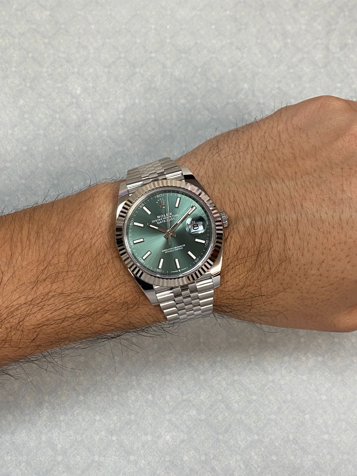 NEW Rolex Datejust 41 Steel & 18k WG Bezel Mint Green Dial Watch B/P '26 126334