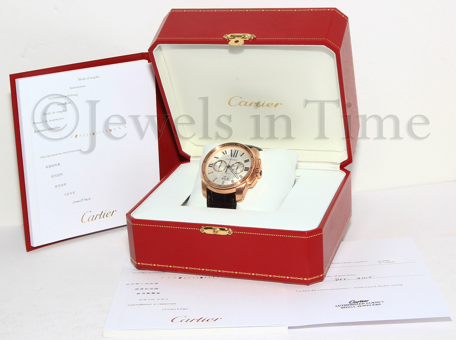 Cartier Calibre 18k Rose Gold Silver Dial 42mm Watch Box/Papers 3577 W7100044
